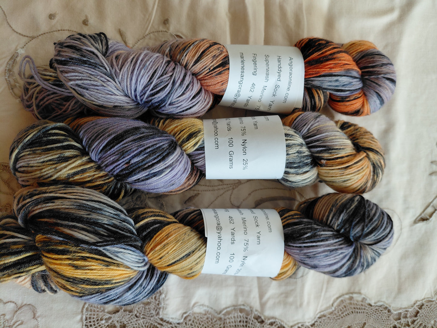 Hand dyed Variegated Merino Nylon Yarn, Fingering Wt. Yarn