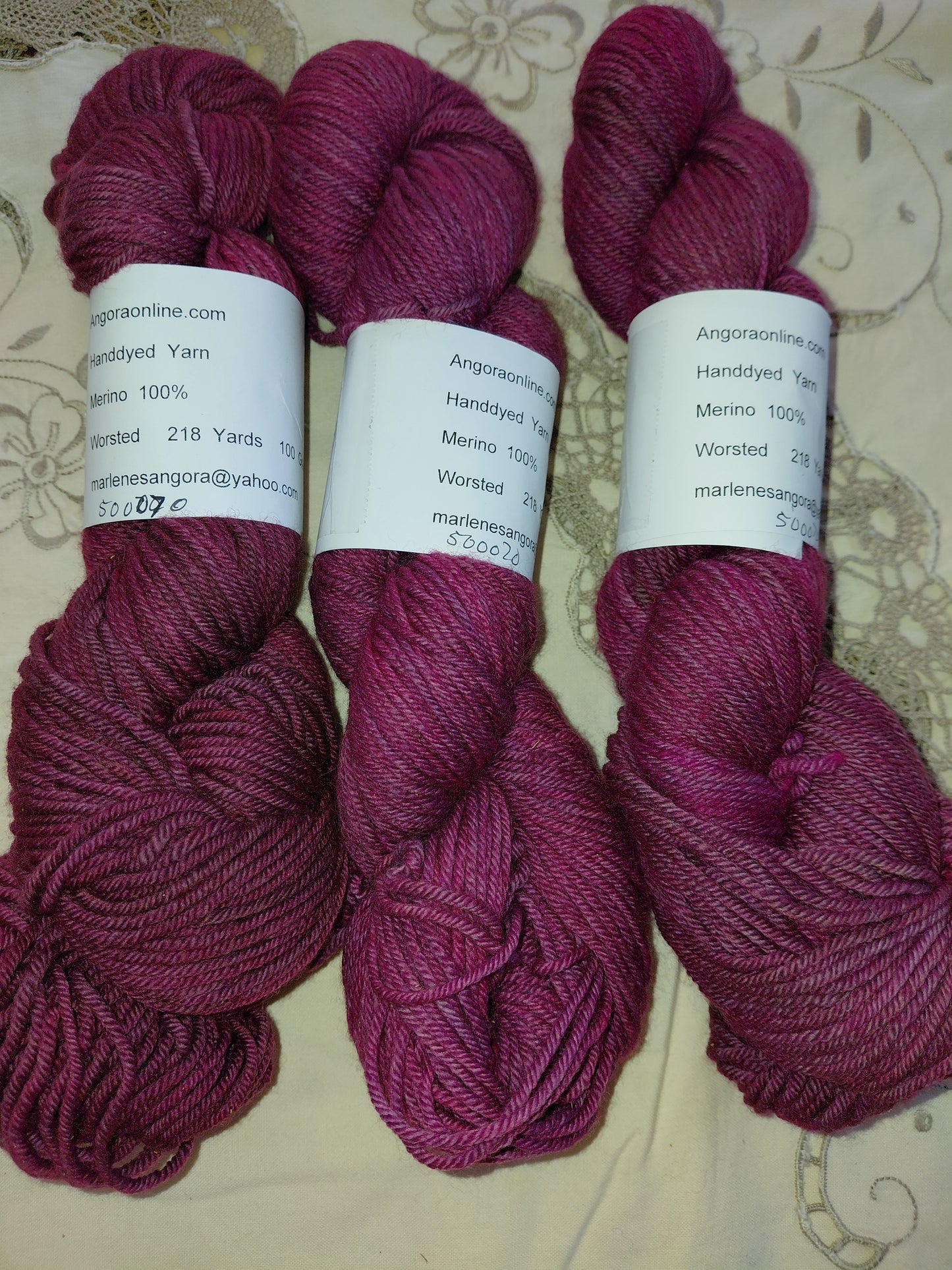 Hand-Dyed Burgundy Merino Worsted Yarn - 100% Merino Wool