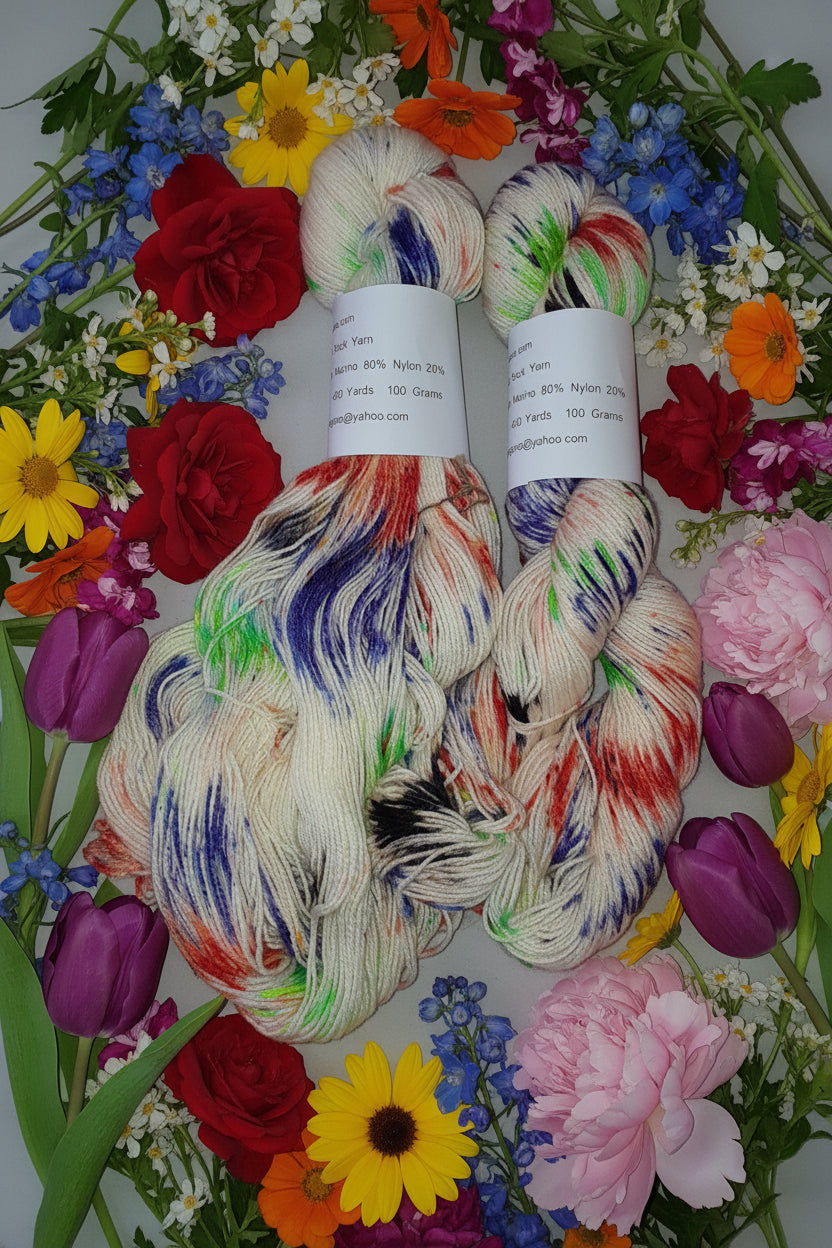 Hand painted Variegated and Speckled Sock Fingering Weight Yarn image 1