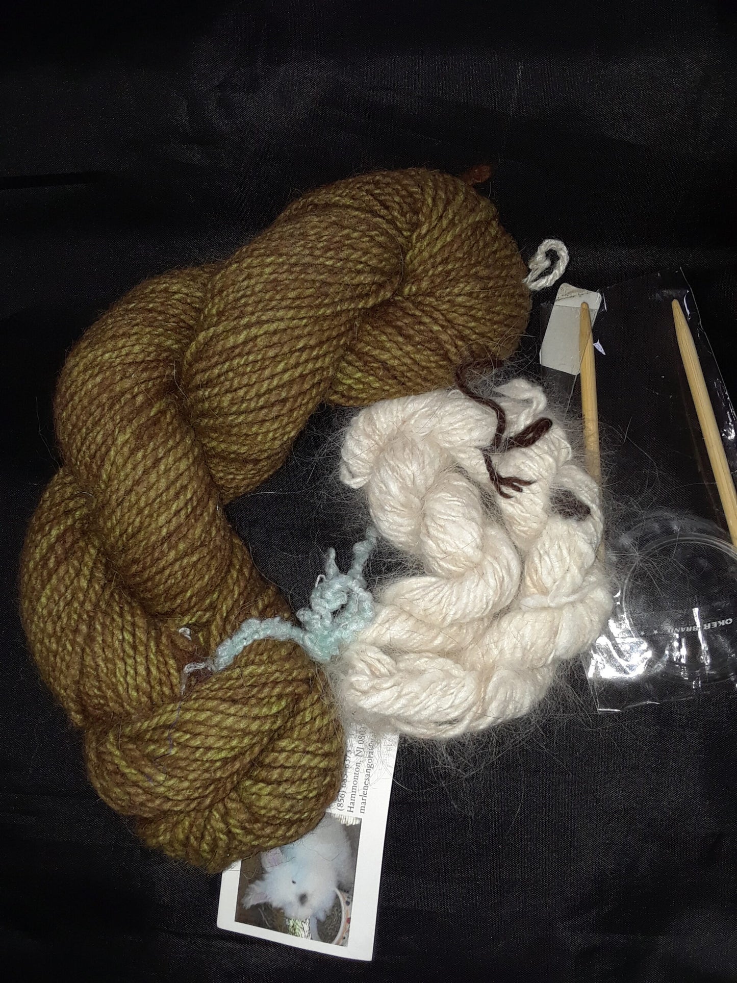 Angora Rim Green Hat Kit Knitted Olive Hat Kit image 5