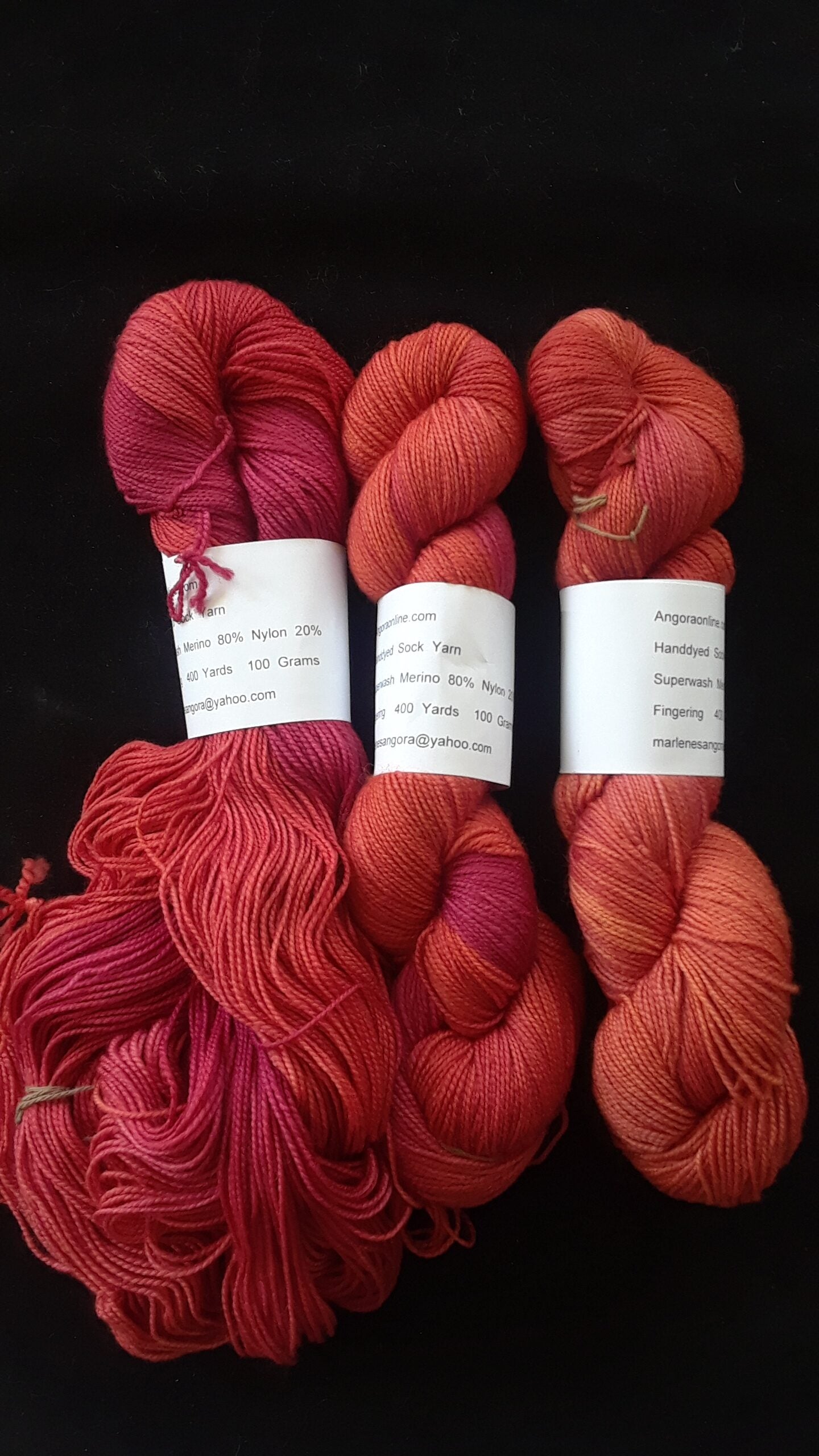 Hand dyed Yarn, Variegated Merino Nylon Yarn, Coral Sock Fingering Weight Yarn image 1