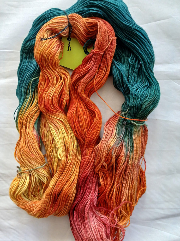 Hand Dyed Shawl Yarn, SW 80% Merino/ 20% Silk, 600 yd, 150 grams image 1