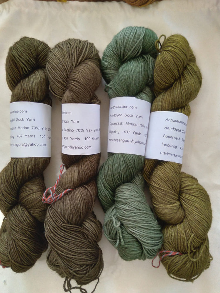 Hand dyed Yak and Merino Yarn, 437 yd. Earth tones Yak Yarn image 0