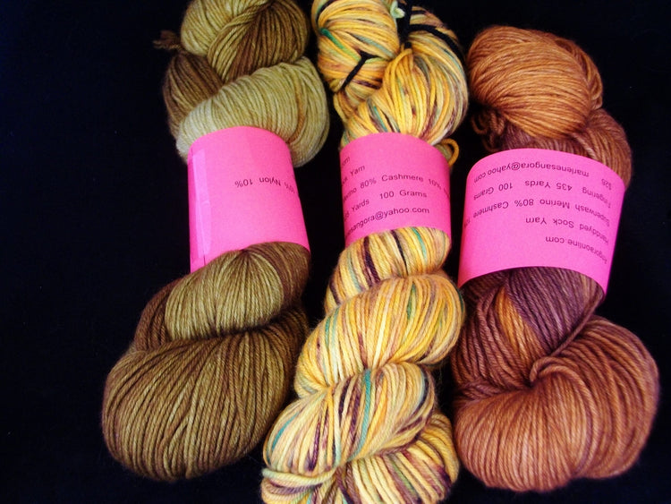 Hand dyed SW MCN sock Yarn, 80% merino 10% cashmere and 10% nylon sock yarn angoraonline.com image 1