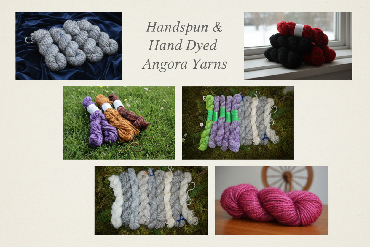 Handspun Natural Color & Hand dyed 100% Angora yarns