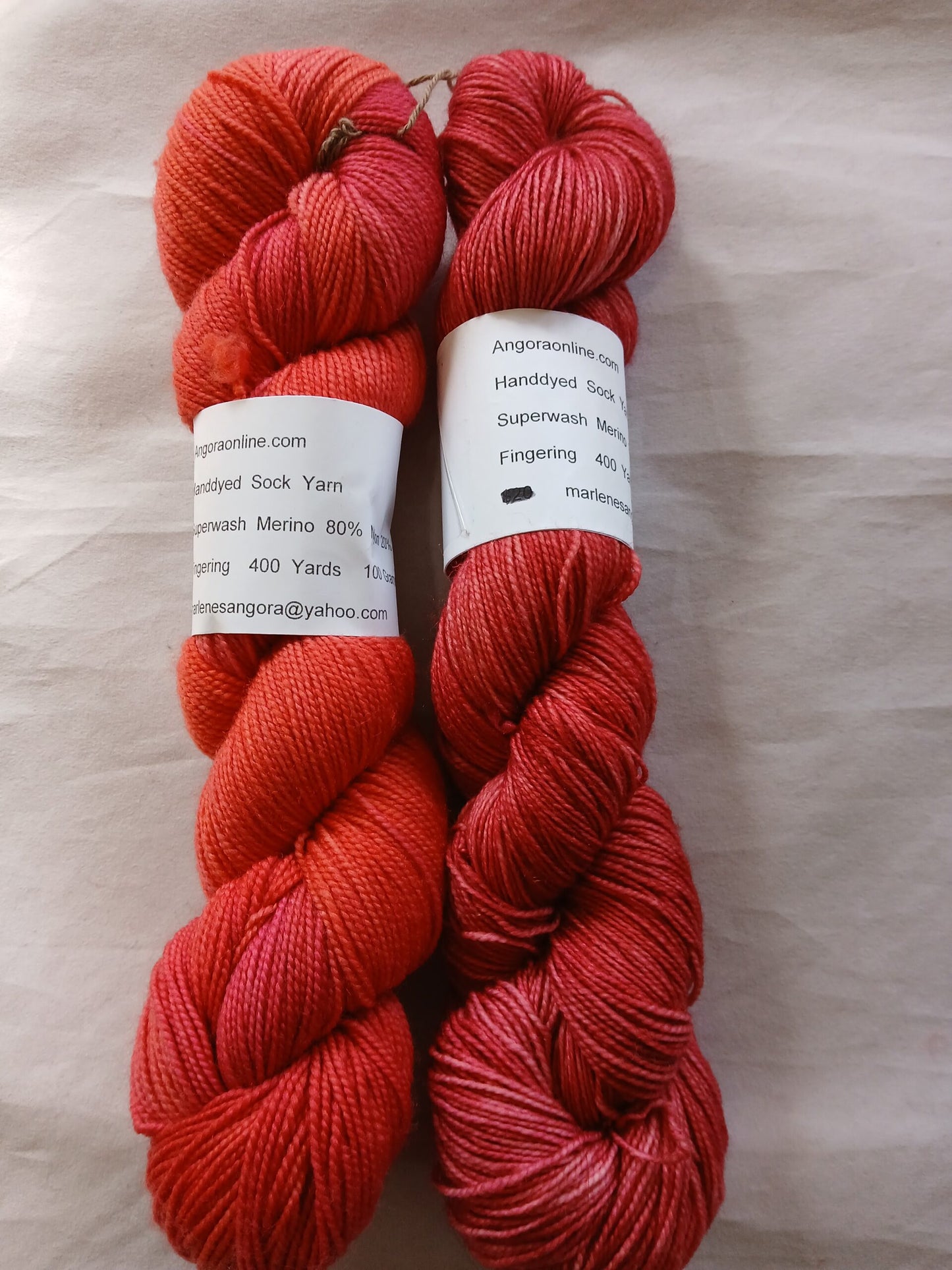 Hand dyed Yarn Coral Red yarn Sock/ Fingering image 1