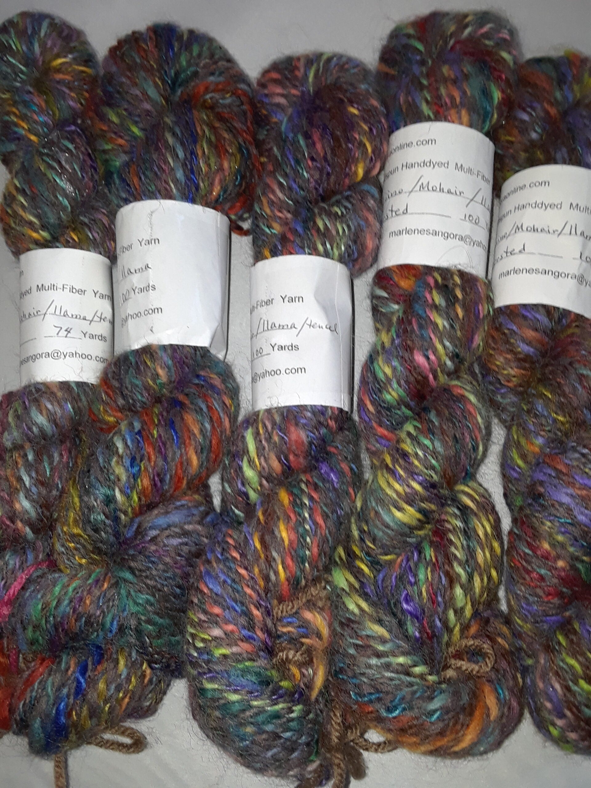 Handspun Yarn Hand dyed wool/ Llama/ mohair/ tencel Yarn, worsted, 100 yd image 1