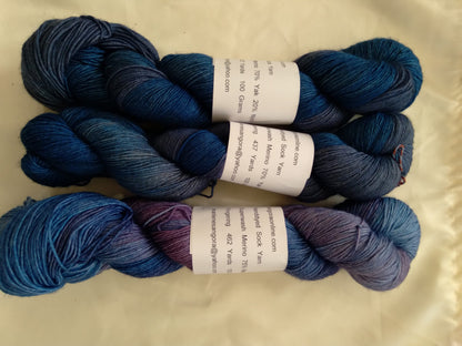 Hand dyed Merino Yak Yarn,  437 yd shades of Blue Yak Yarn image 0