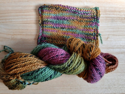 Hand Dyed Zebra Highland Wool 2 ply yarn, Worsted Yarn image 2