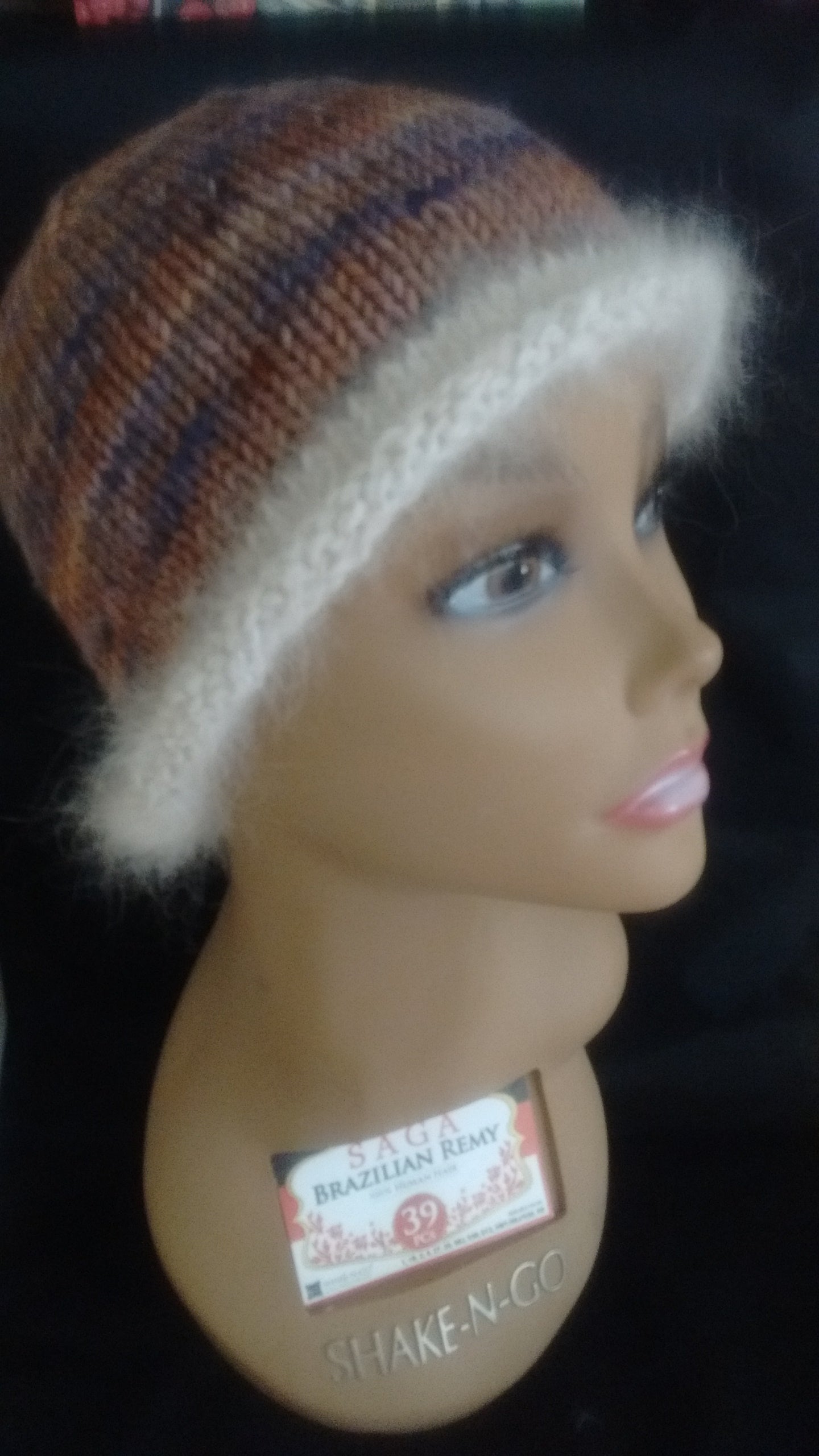 Angora Rim Hat Kit Knitted Green Hat Kit image 2