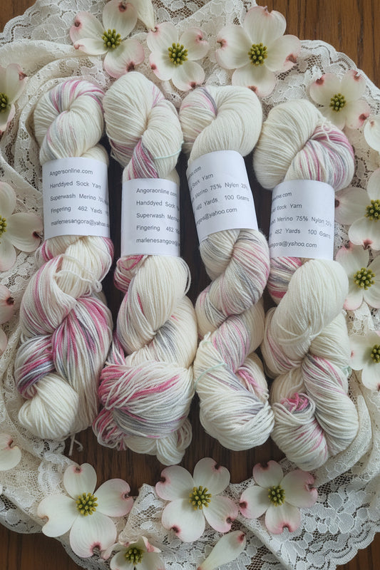 Magnolia  ~ Hand dyed yarn - sock / fingering - yarn - knit gift - pink image 3