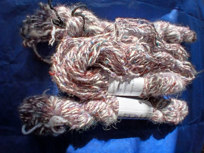 Handspun White Angora plied with a cotton boucle thread Yarn, Worsted image 2