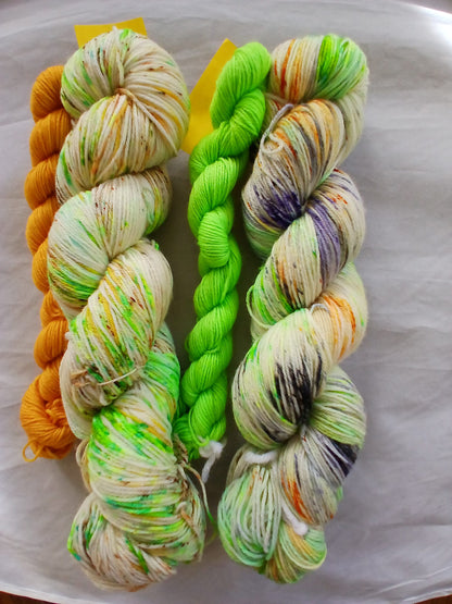 Neon lights Sock Yarn Set - Hand dyed Yarn Fingering Yarn image 0