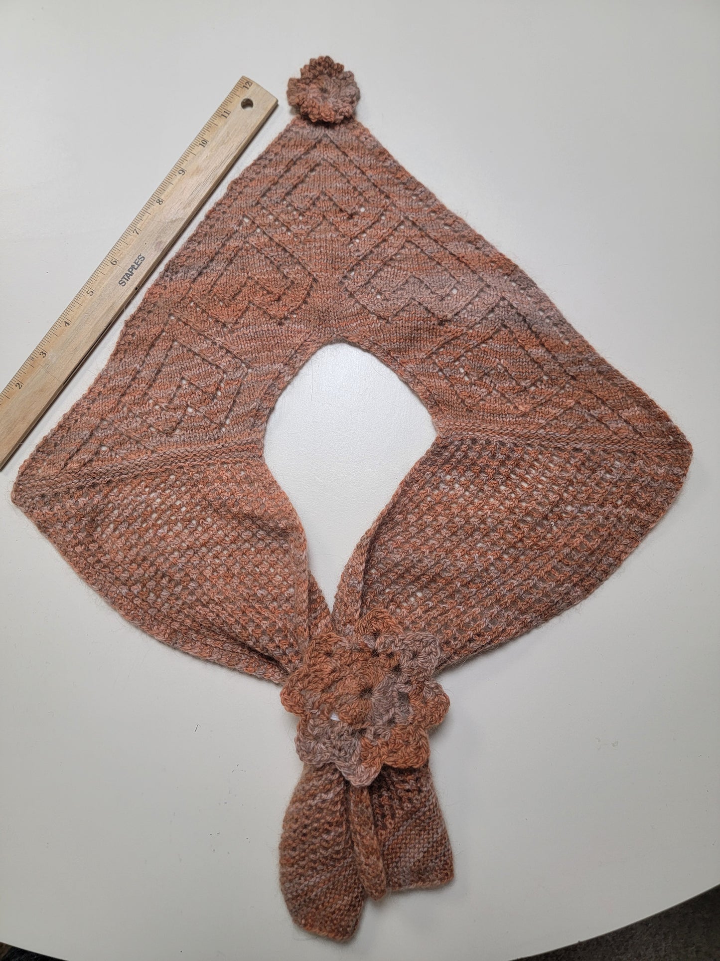 Hand-Knit Angora Shawl Lace Design