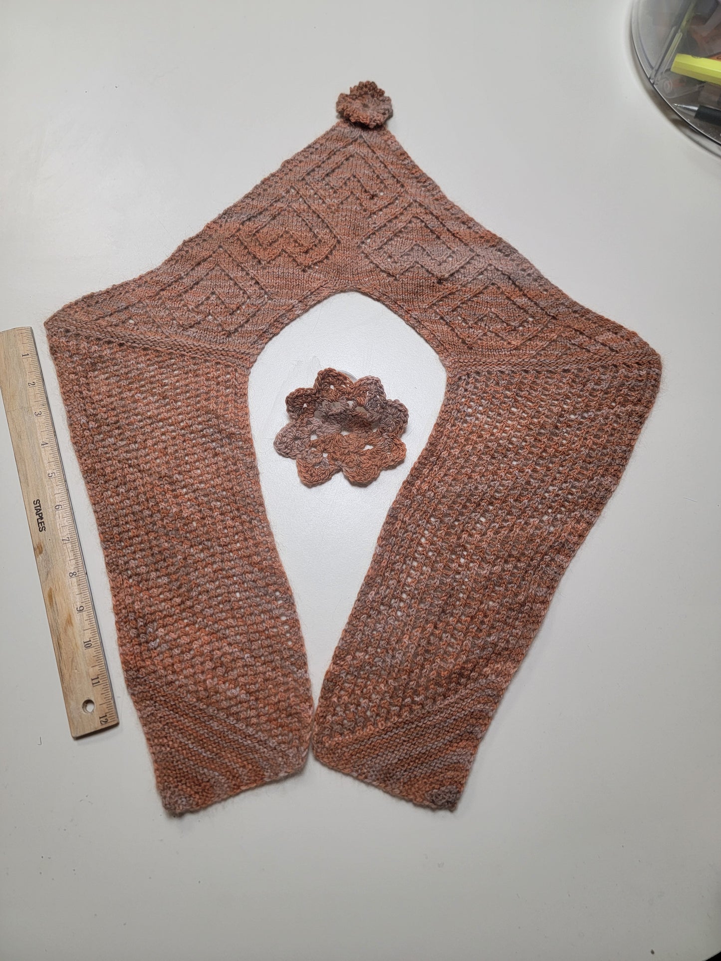 Hand-Knit Angora Shawl Lace Design