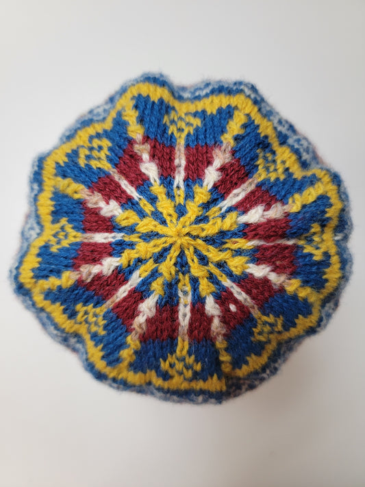 Handknit 100% Wool Soft Colorwork Hat, Timeless Style