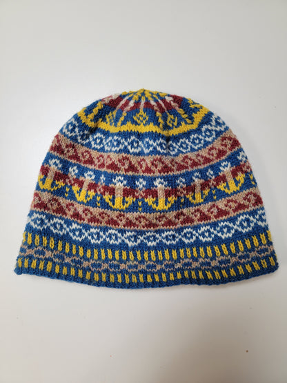 Handknit 100% Wool Soft Colorwork Hat, Timeless Style