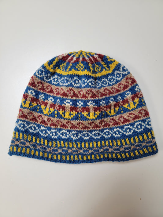 Handknit 100% Wool Soft Colorwork Hat, Timeless Style