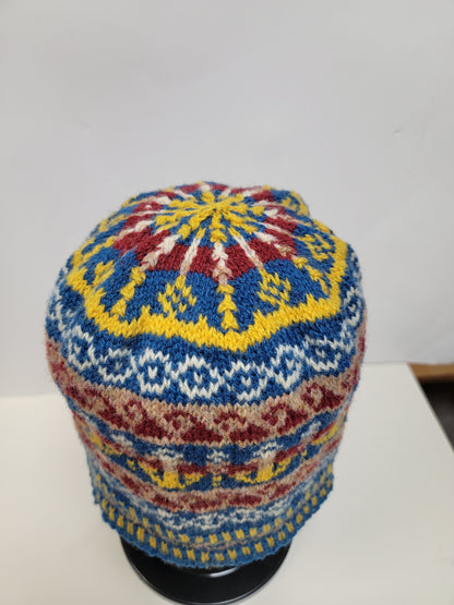 Handknit 100% Wool Soft Colorwork Hat, Timeless Style