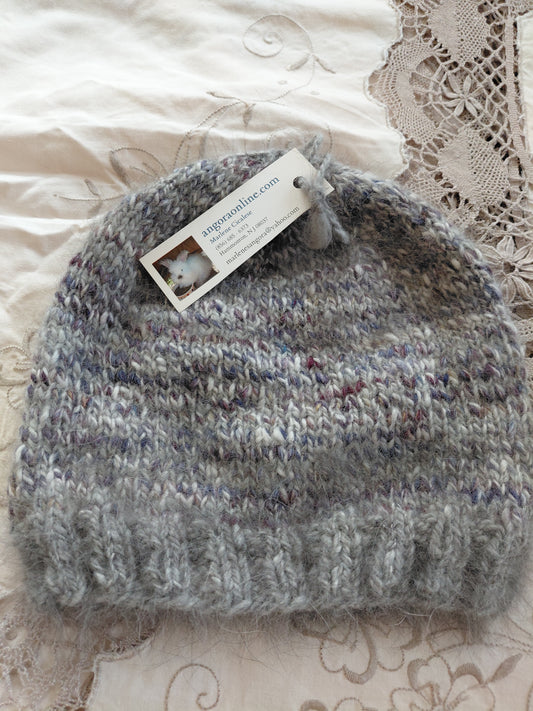 Natural Black Angora Rabbit Hat – Hand-Knit 100% Angora