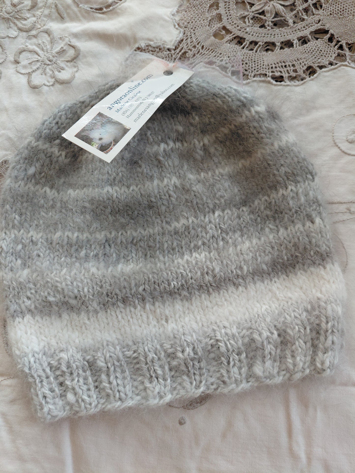 100% Angora Rabbit Hat - Hand Knit Luxury Winter Hat