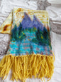 Hand Painted Merino Scarf - purple mountains river view
