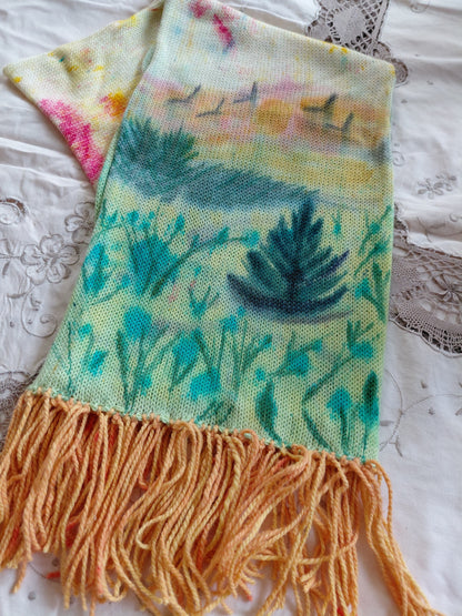 Hand Painted Merino Scarf - The Perfect Christmas Tree