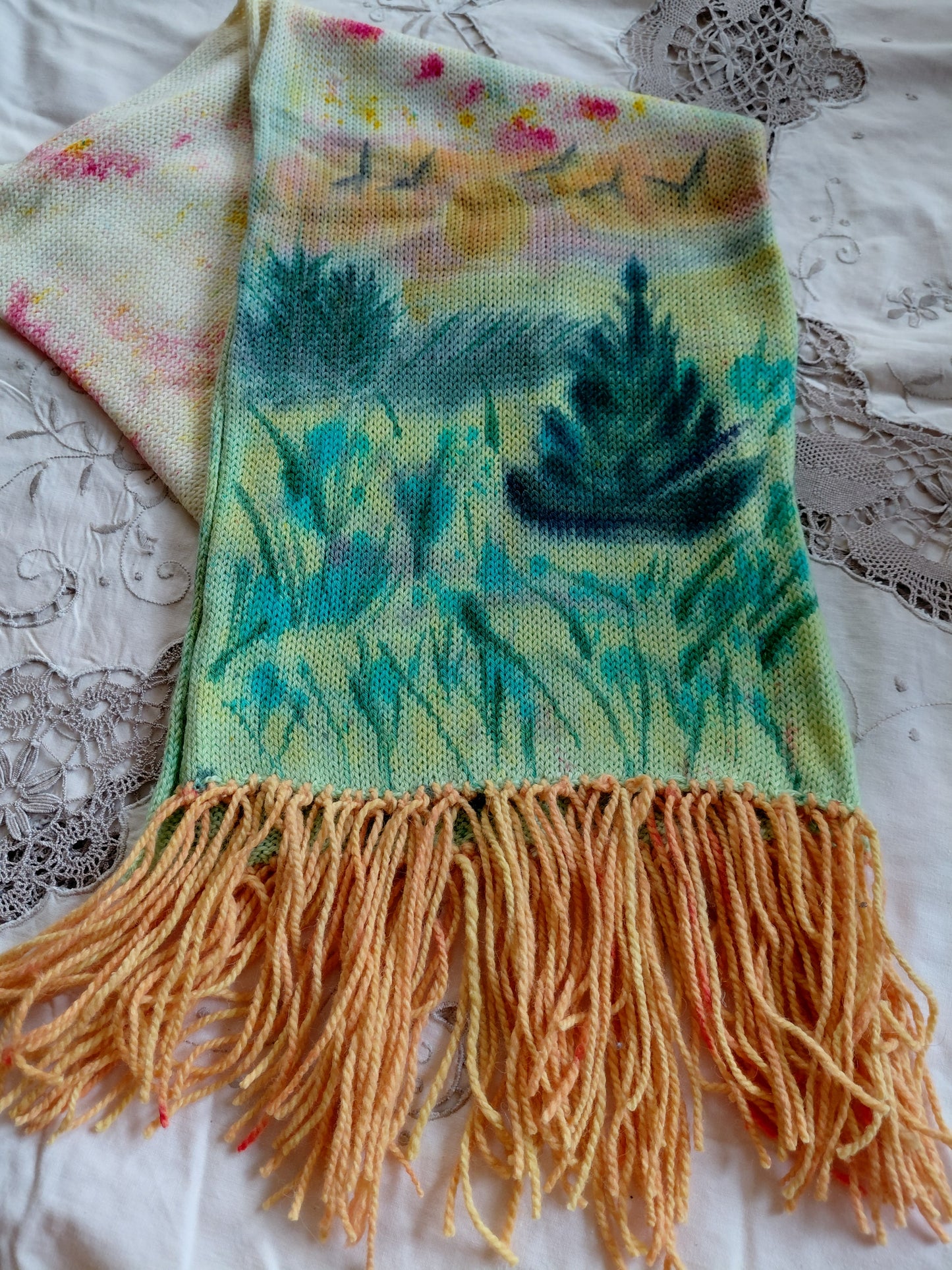 Hand Painted Merino Scarf - The Perfect Christmas Tree