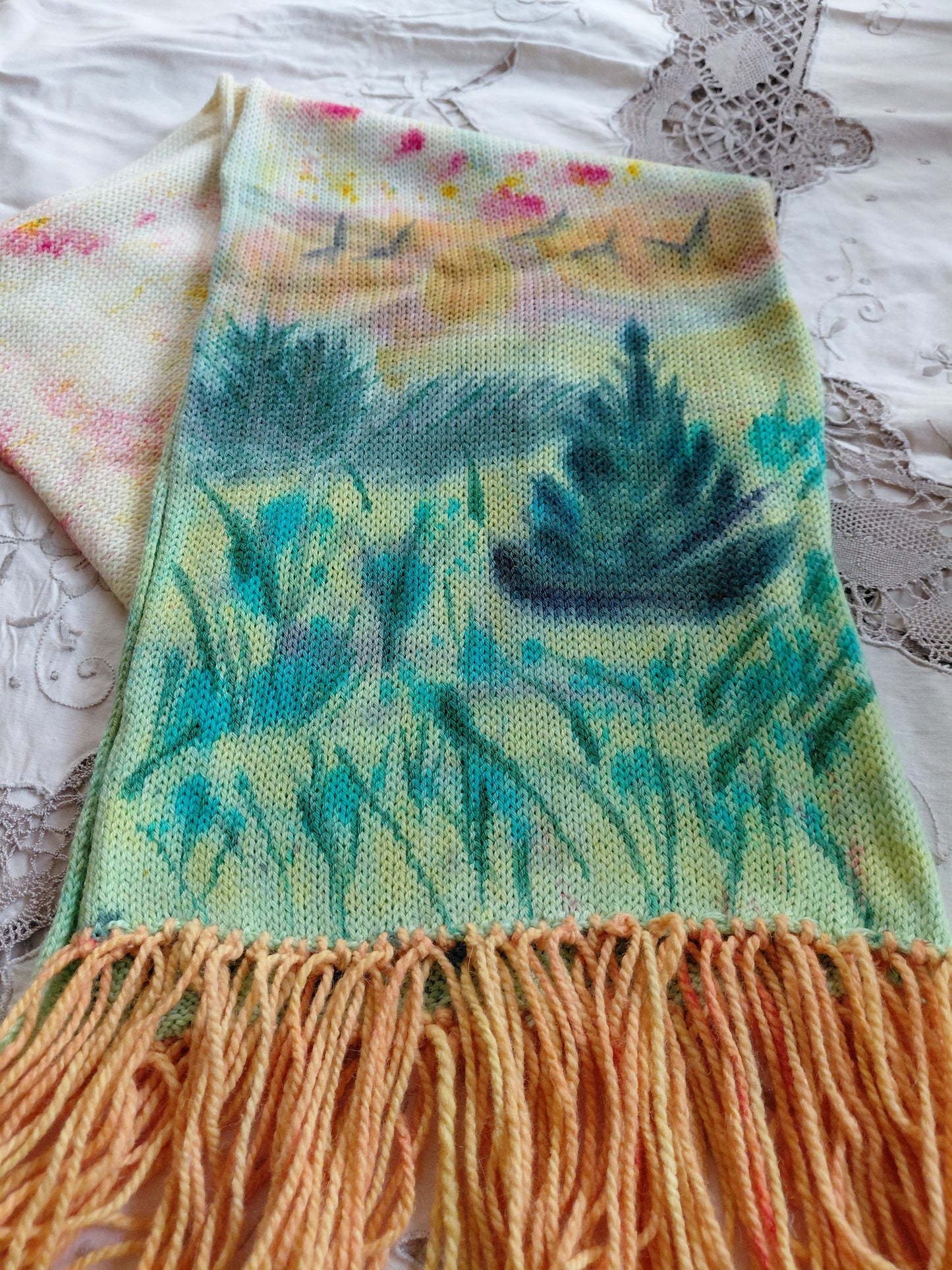 Hand Painted Merino Scarf - The Perfect Christmas Tree