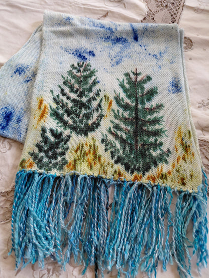 Hand Painted Merino Scarf - The Balsam Christmas Tree Farm