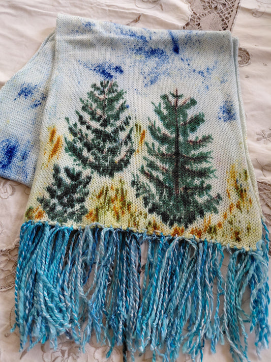 Hand Painted Merino Scarf - The Balsam Christmas Tree Farm