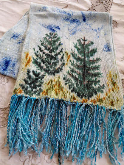 Hand Painted Merino Scarf - The Balsam Christmas Tree Farm