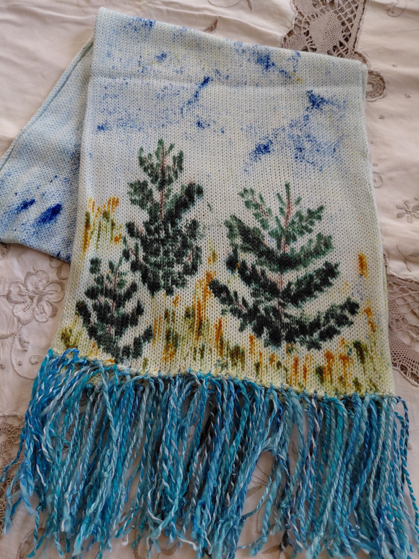 Hand Painted Merino Scarf - The Balsam Christmas Tree Farm