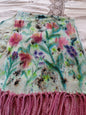 Hand Painted Merino Scarf - Floral Rose Garden