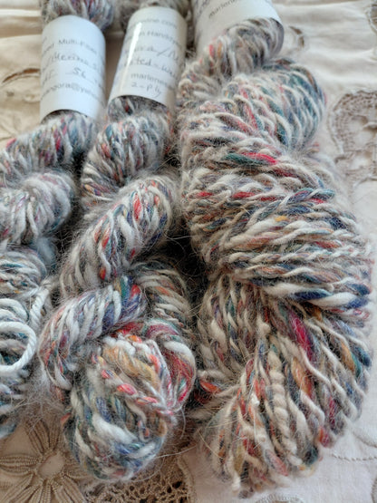 Handspun Hand dyed Angora & Merino/ Silk  Yarn worsted