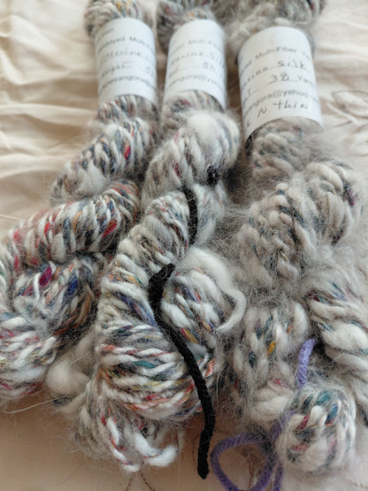 Handspun Hand dyed Angora & Merino/ Silk  Yarn worsted