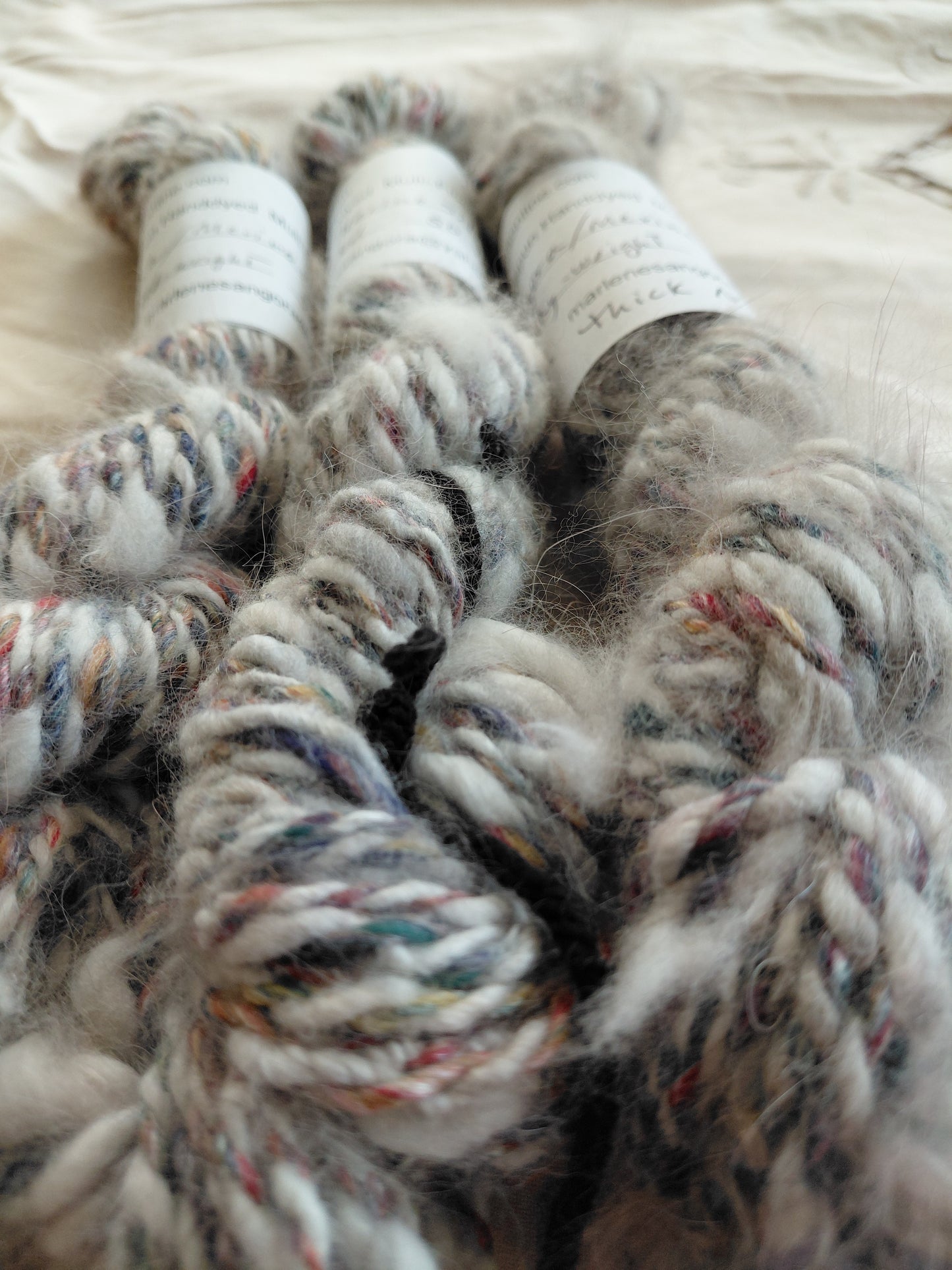 Handspun Hand dyed Angora & Merino/ Silk  Yarn worsted