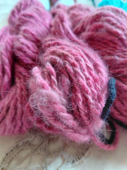 Handspun Hand Dyed 50% Angora 50% Merino Yarn