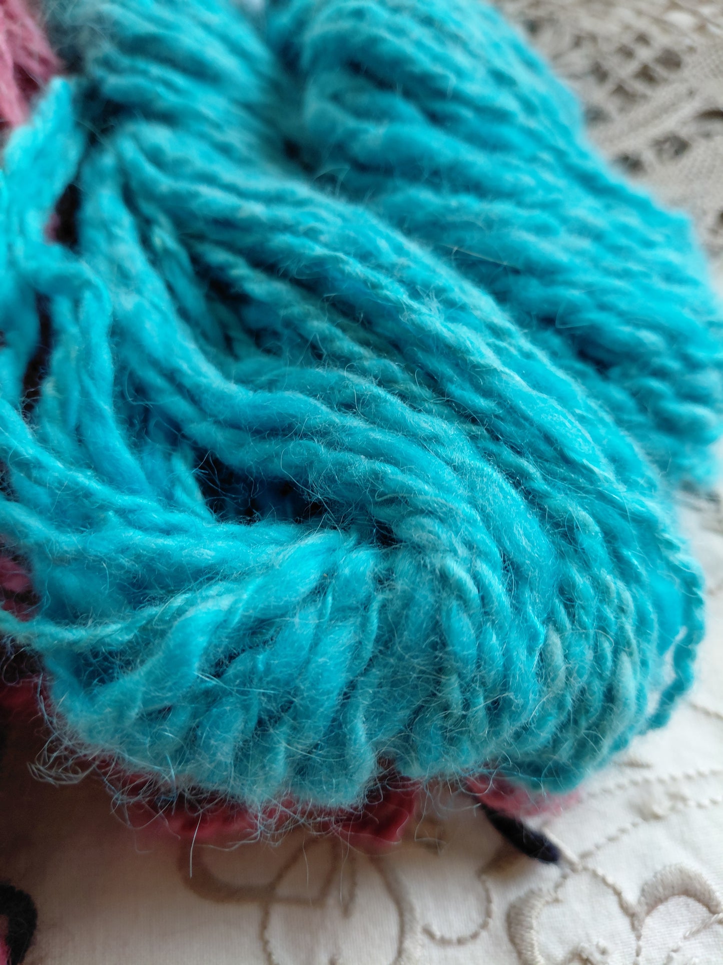 Handspun Hand Dyed 50% Angora 50% Merino Yarn