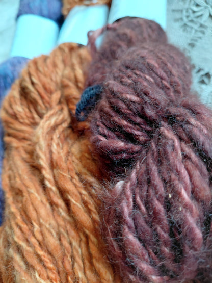 Handspun Angora Merino Yarn - Hand Dyed Luxury Blend