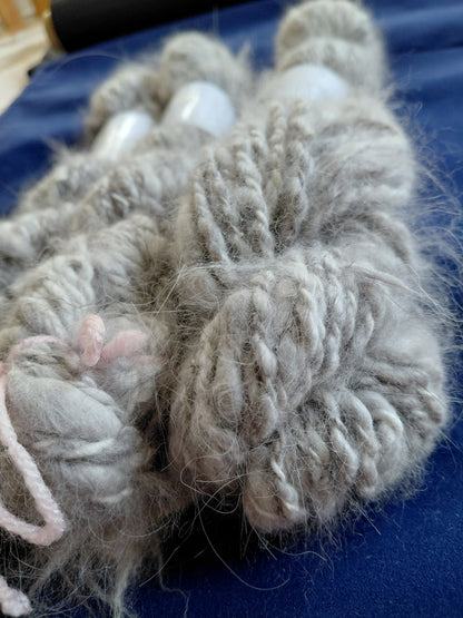 Handspun 100% Angora Yarn - Bulky Weight, Natural Black, 100 Yd