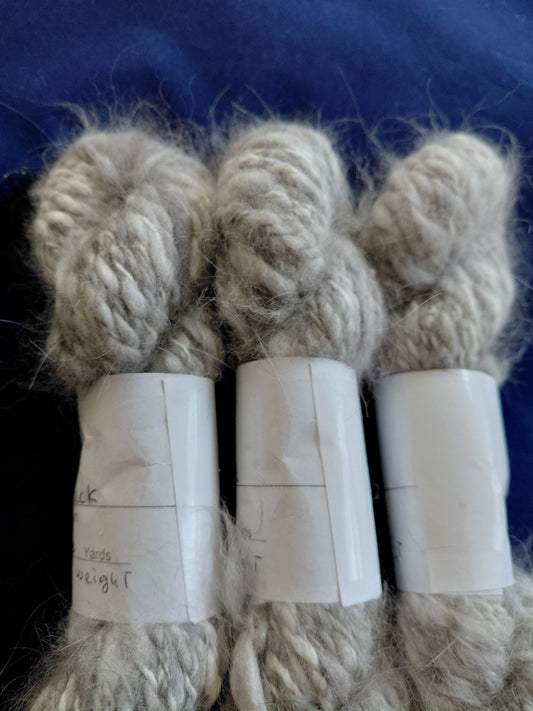 Nat. Black Angora Bulky, 50 Yd- Handspun 100% Angora Rabbit Yarn in Natural Colors