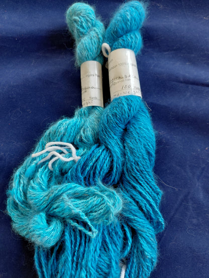 Handspun Hand-Dyed Teal Angora Yarn · DK Weight · 2-Ply