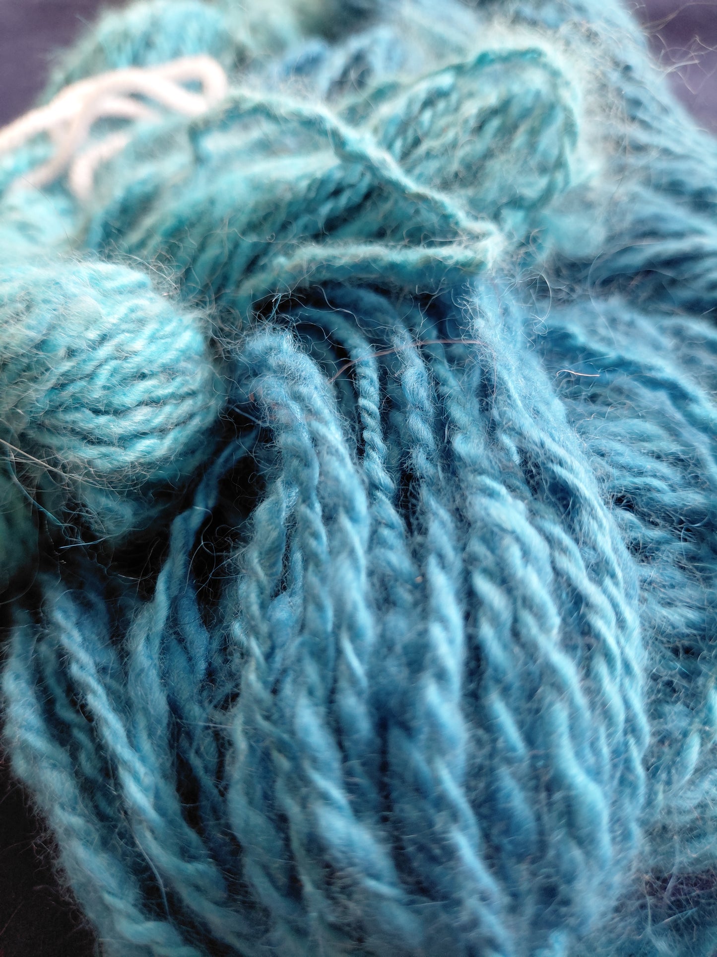Handspun Hand-Dyed Teal Angora Yarn · DK Weight · 2-Ply