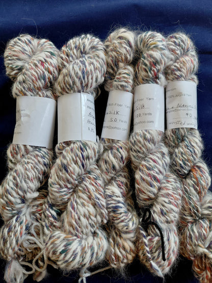 Handspun Hand dyed Angora & Merino/ Silk  Yarn worsted