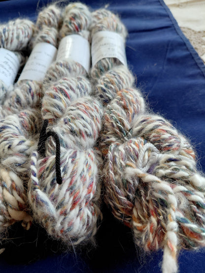 Handspun Hand dyed Angora & Merino/ Silk  Yarn worsted