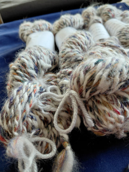 Handspun Hand dyed Angora & Merino/ Silk  Yarn worsted