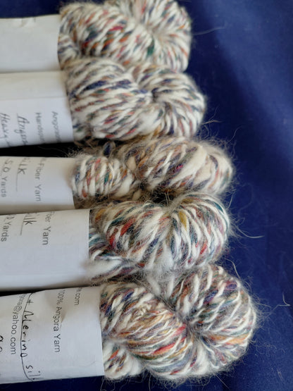 Handspun Hand dyed Angora & Merino/ Silk  Yarn worsted
