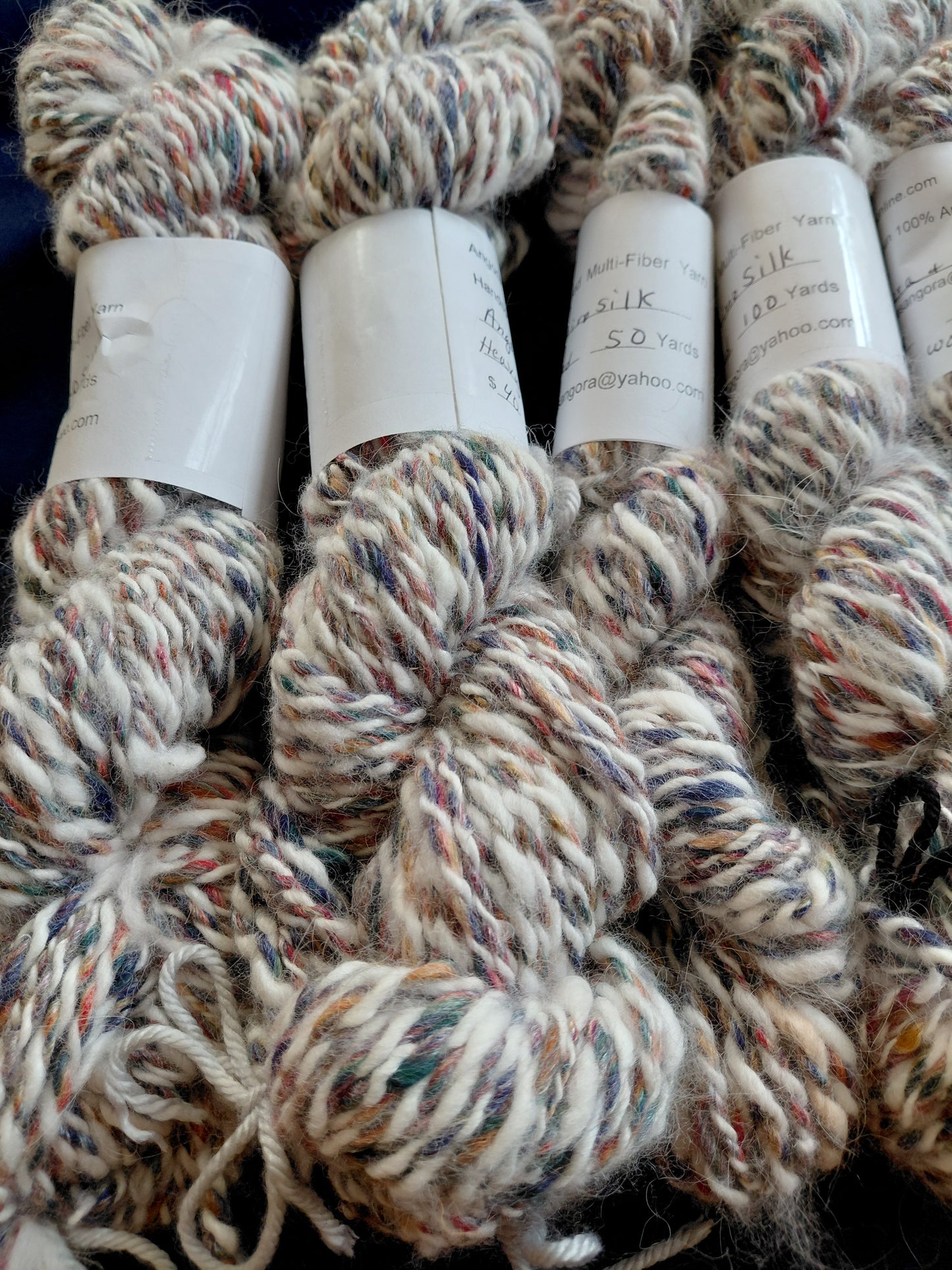 Handspun Hand dyed Angora & Merino/ Silk  Yarn worsted