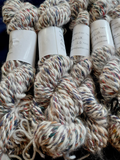 Handspun Hand dyed Angora & Merino/ Silk  Yarn worsted